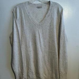 Talbots Beige V-neck Sweater with Colorful Specs Throughout, Size S, Like New